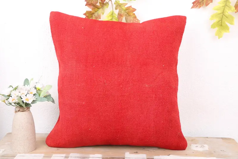 Meditation Cushion Case, Pillow for Sofa, Home Decor Pillow, Turkish Corner Pillow Case, Pillow, 18x18 Red Cushion Case, Indoor Pillow, Kilim Pillow - 2