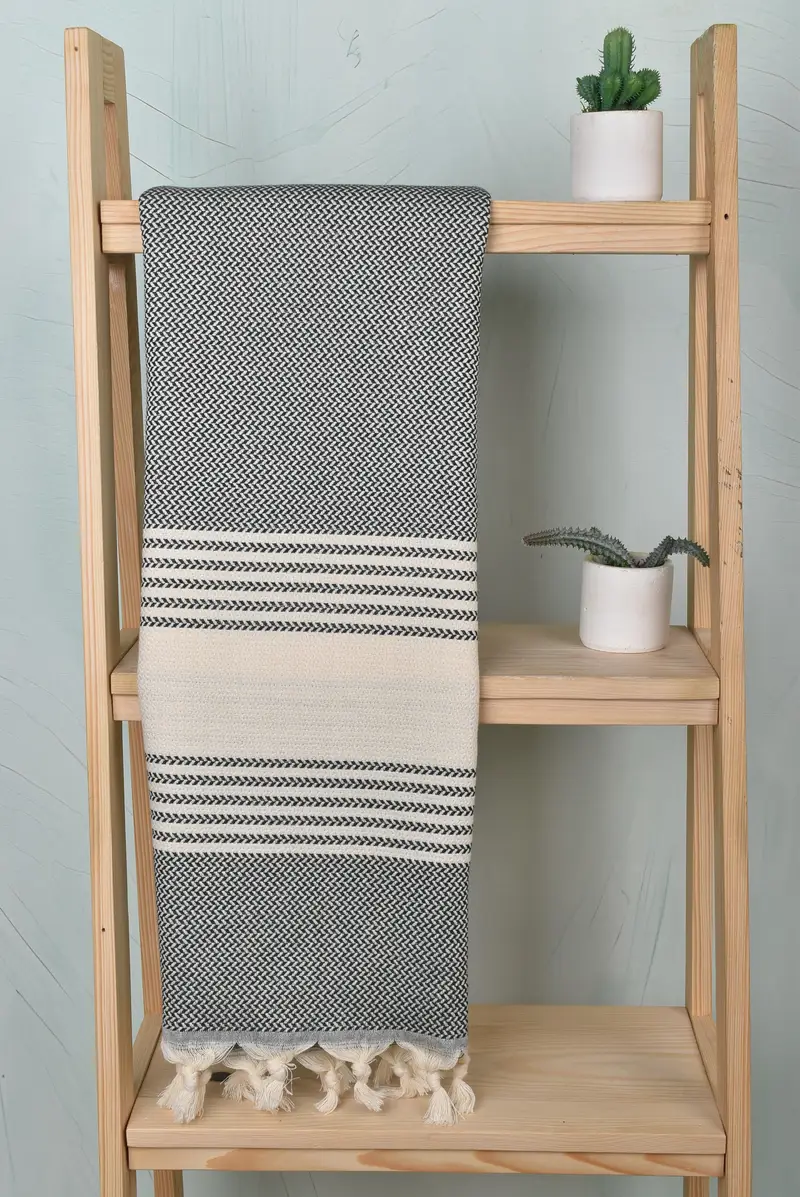 Bridal Shower Gift, 70x40 Cotton Striped Towel, Wedding Gift Ideas, Bachelorette Towel, Gifts For Him, Sand-resistant towel, Decorative Towel - 8