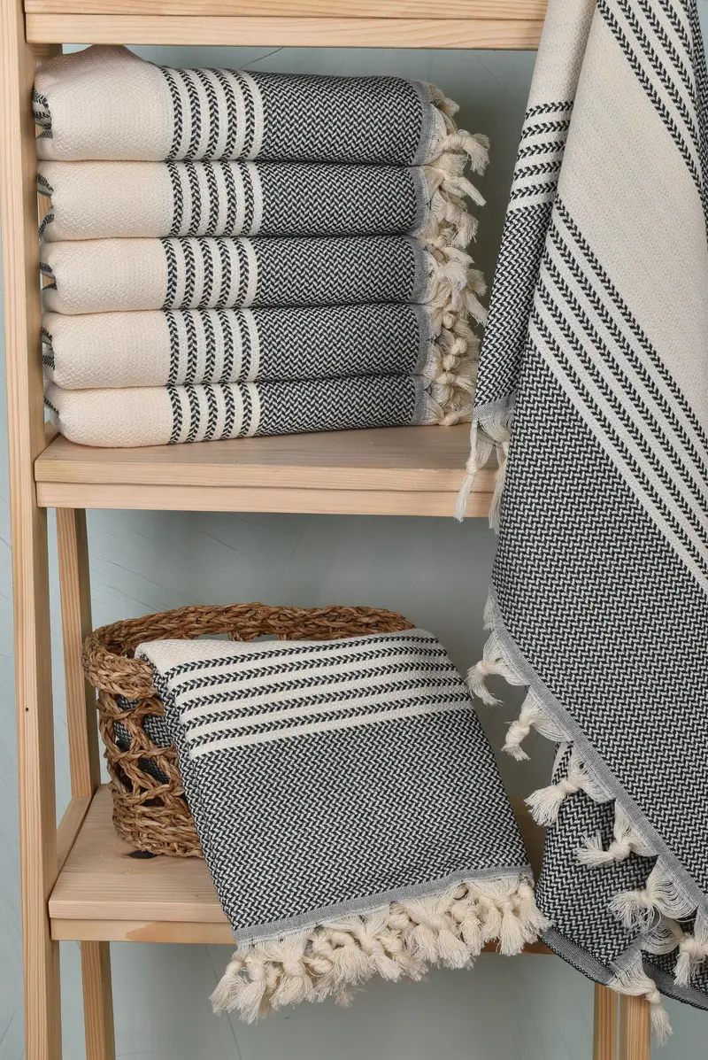 Bridal Shower Gift, 70x40 Cotton Striped Towel, Wedding Gift Ideas, Bachelorette Towel, Gifts For Him, Sand-resistant towel, Decorative Towel - 3