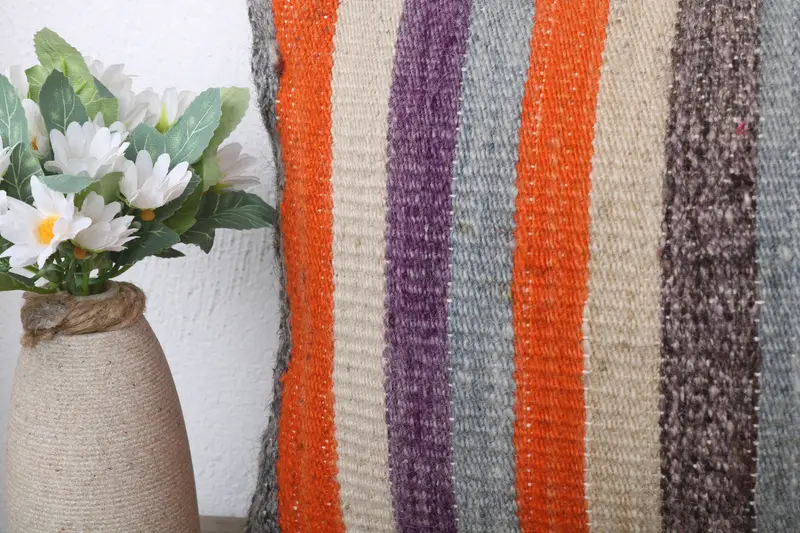 12x24 Orange Cushion Case, Home Decor Pillow, Bolster Throw Pillow Sham, Vintage Pillow, Bright Pillow Sham, Ethnical Kilim Rug Pillow, Pillow Case - 3