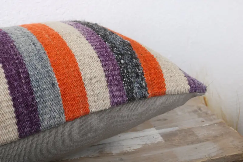 12x24 Orange Cushion Case, Home Decor Pillow, Bolster Throw Pillow Sham, Vintage Pillow, Bright Pillow Sham, Ethnical Kilim Rug Pillow, Pillow Case - 6