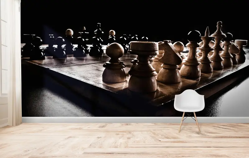 Elegant Chess Board Printed Wallpaper: Perfect Office & Gift Decor