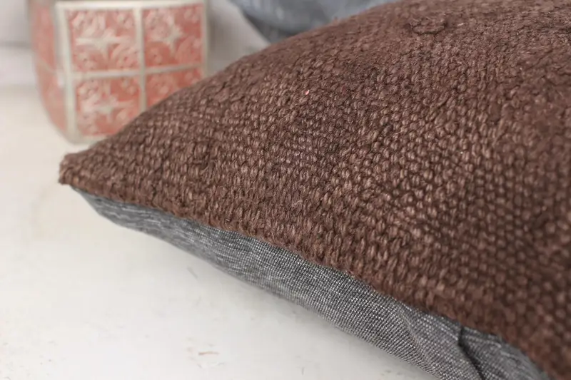 Pillow for Sofa, Home Decor Pillow, Aesthetic Pillow Cover, Pillow Case, Anatolian Pillow, 14x14 Brown Pillow Case, Vintage Kilim Throw Pillow - 7