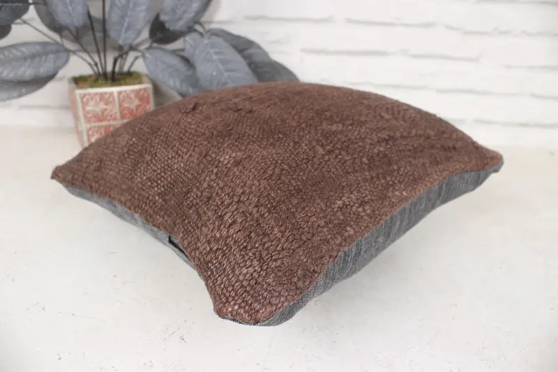Pillow for Sofa, Home Decor Pillow, Aesthetic Pillow Cover, Pillow Case, Anatolian Pillow, 14x14 Brown Pillow Case, Vintage Kilim Throw Pillow - 6