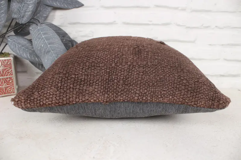 Pillow for Sofa, Home Decor Pillow, Aesthetic Pillow Cover, Pillow Case, Anatolian Pillow, 14x14 Brown Pillow Case, Vintage Kilim Throw Pillow - 5