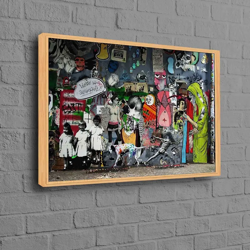 Modern Graffiti Kanvas: Trendy, Renkli, Banksy'den Esinlenen Sanatsal Baskı