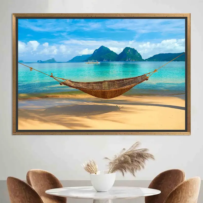 Elegante lienzo impreso con paisaje marino: arte con vista a la playa
