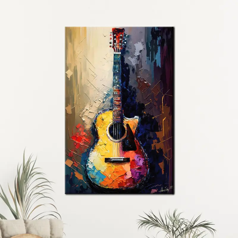 Trendy Abstract Guitar Canvas Print - Elegant Bedroom Decor