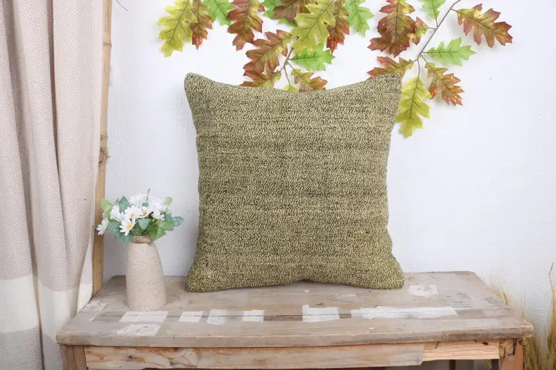 Vintage Pillow, Kilim Pillow Cover, 18x18 Brown Cushion Case, Wholesale Cushion Cover, Handmade Kilim Cushion, Pillow Sham, Traditional Cushion Case - 1