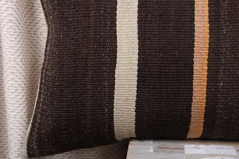 Retro Pillow, Turkish Pillow, Turkish Kilim Pillow, Sustainable Cushion Cover, Pet Cushion Case, 16x48 Brown Pillow, Kilim Pillow, Pillow Sham - 3