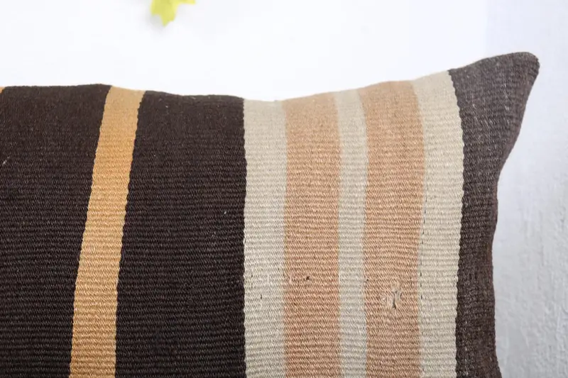 Retro Pillow, Turkish Pillow, Turkish Kilim Pillow, Sustainable Cushion Cover, Pet Cushion Case, 16x48 Brown Pillow, Kilim Pillow, Pillow Sham - 5