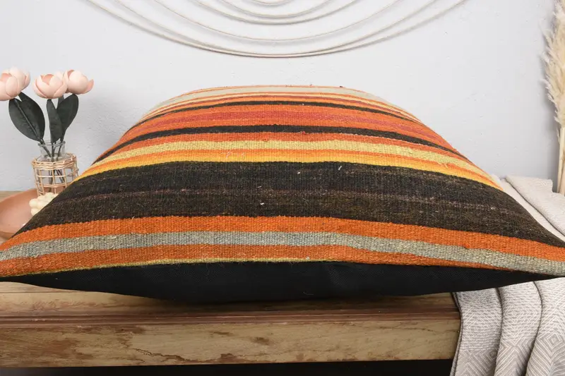 Car Pillow Sham, Turkish Pillow, Pillow Cover, Boho Pillow, Vintage Kilim Throw Pillow, Hippie Throw Pillow Sham, 32x32 Orange Cushion - 5