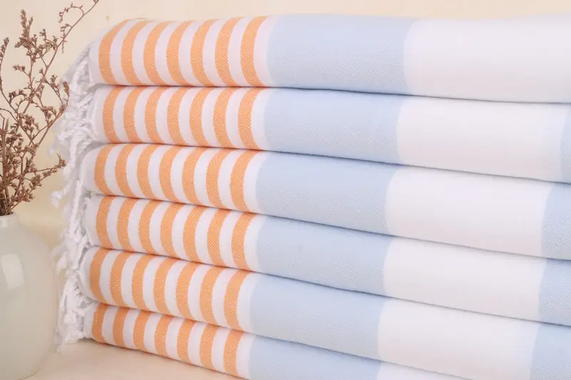 Toalla turca de regalo para dama de honor, color naranja y azul bebé, 40 x 71 pulgadas