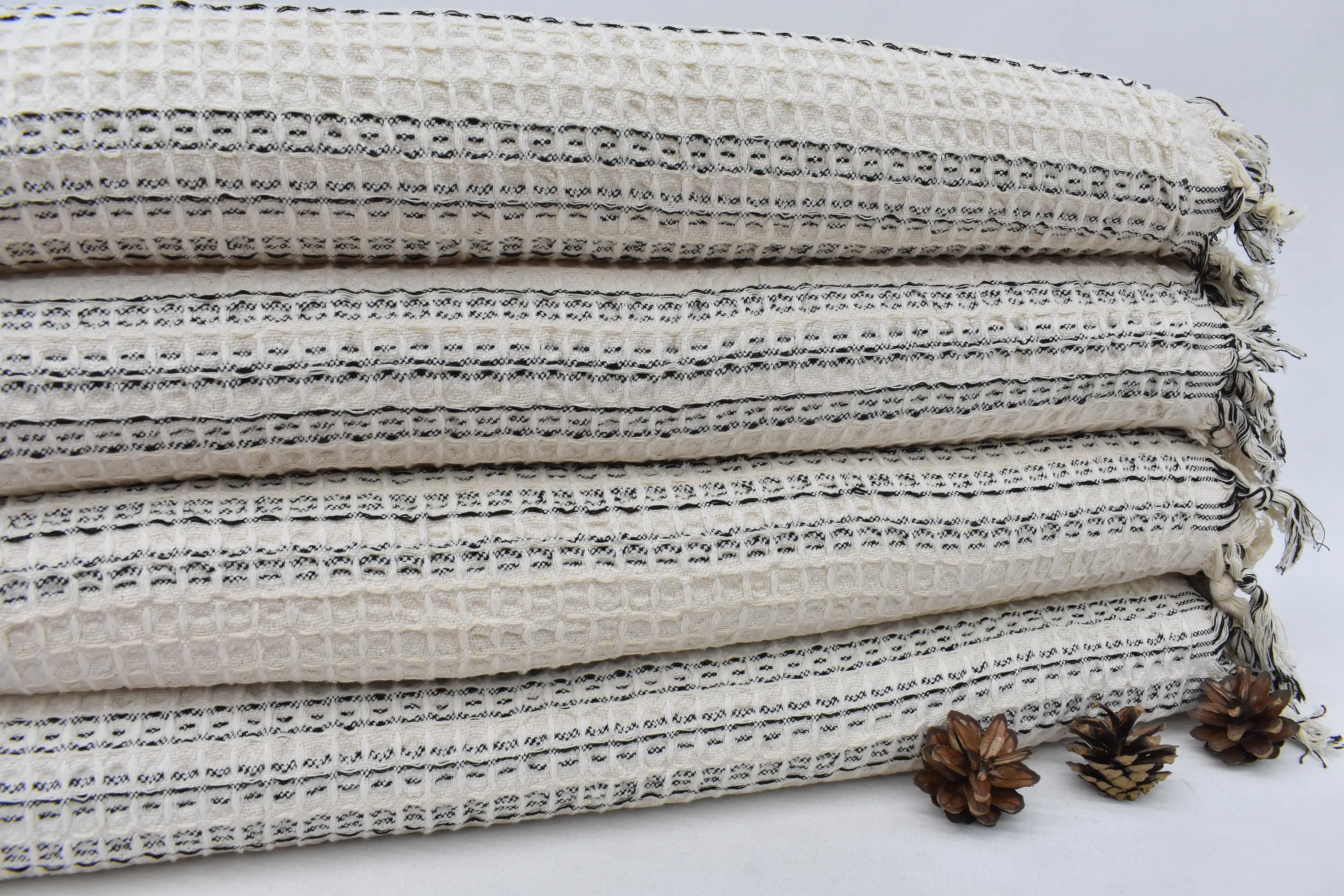 Tablecloth Personalized Cream Striped Throw, 95x71 Inches - 1