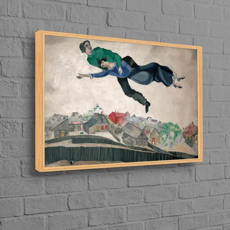 マルク・シャガールの「オーバー・ザ・タウン」抽象プリントキャンバス