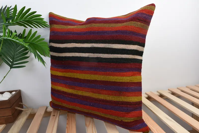 Pillow Case, Vintage Kilim Throw Pillow, Armchair Pillow Sham, Kilim Cushion Sham, 24x24 Blue Cushion, Pillow for Couch, Patio Cushion Case - 5