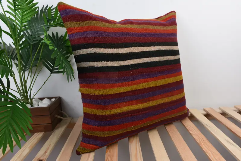 Pillow Case, Vintage Kilim Throw Pillow, Armchair Pillow Sham, Kilim Cushion Sham, 24x24 Blue Cushion, Pillow for Couch, Patio Cushion Case - 4