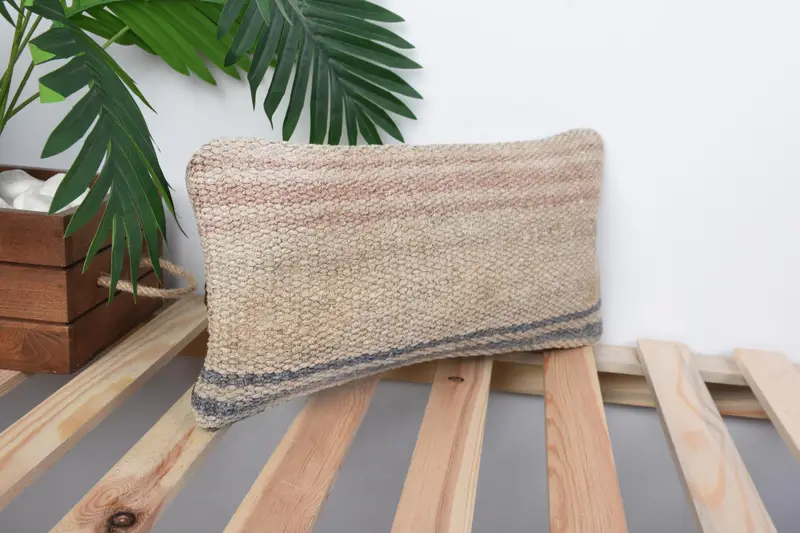 Car Pillow Case, Retro Pillow, Vintage Kilim Pillow, 8x16 Beige Cushion Cover, Interior Designer Pillow, Cushion Case, Kilim Pillow - 4