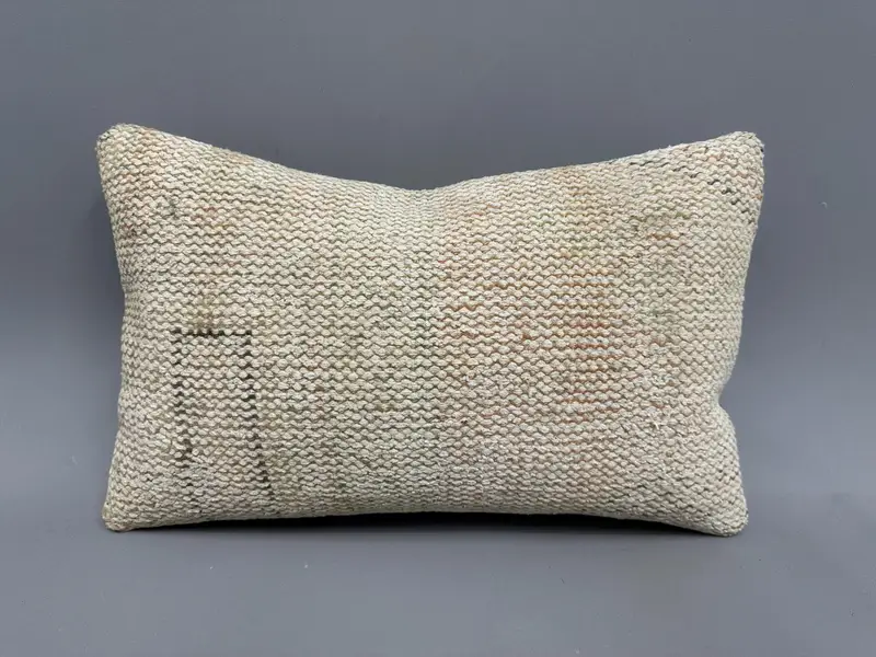 Tapestry Pillow Case, Throw Kilim Pillow, 12x20 Beige Pillow, Handmade Pillow, Pillow for Couch, Cushion, Pillow for Sofa, Bright Pillow - 4