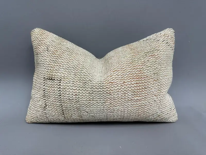 Tapestry Pillow Case, Throw Kilim Pillow, 12x20 Beige Pillow, Handmade Pillow, Pillow for Couch, Cushion, Pillow for Sofa, Bright Pillow - 1