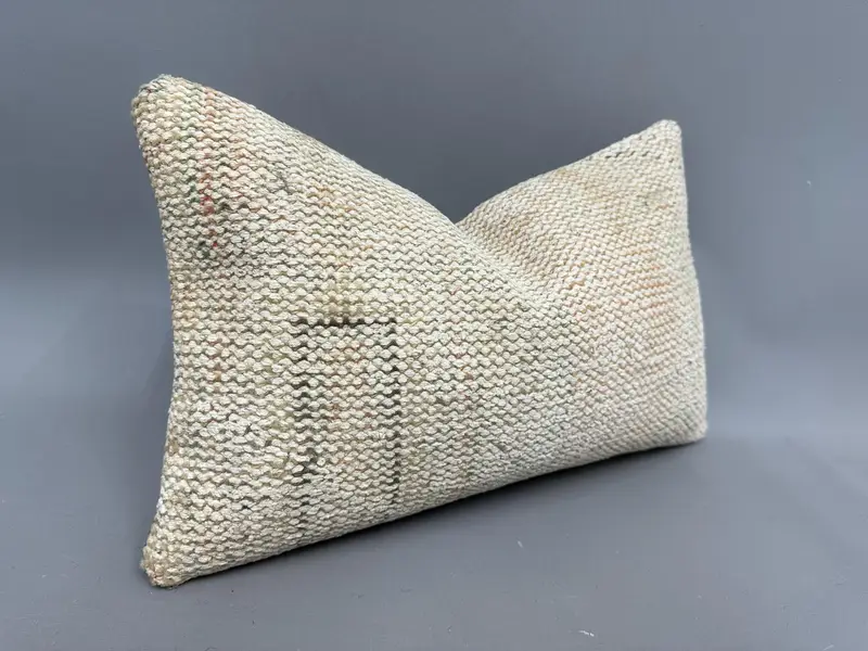 Tapestry Pillow Case, Throw Kilim Pillow, 12x20 Beige Pillow, Handmade Pillow, Pillow for Couch, Cushion, Pillow for Sofa, Bright Pillow - 2