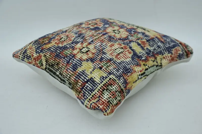 Cushion Case, Handmade Kilim Cushion, Boho Pillow Sham Cover, Vintage Kilim Throw Pillow, 12x12 Blue Cushion Cover, Aztec Pillow - 6
