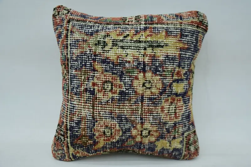 Cushion Case, Handmade Kilim Cushion, Boho Pillow Sham Cover, Vintage Kilim Throw Pillow, 12x12 Blue Cushion Cover, Aztec Pillow - 4