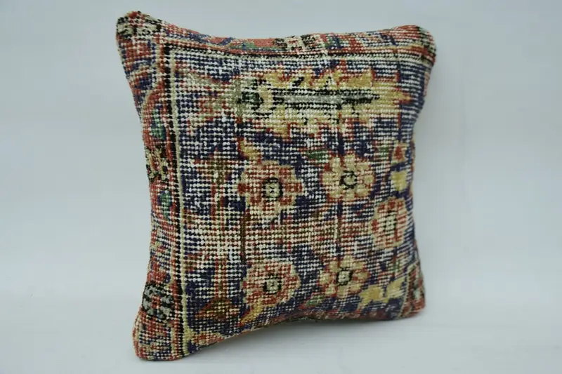 Cushion Case, Handmade Kilim Cushion, Boho Pillow Sham Cover, Vintage Kilim Throw Pillow, 12x12 Blue Cushion Cover, Aztec Pillow - 2