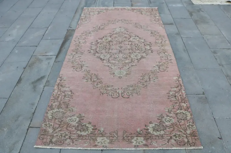 Pink Moroccan Rug, 4x7 ft Elegant Home Decor