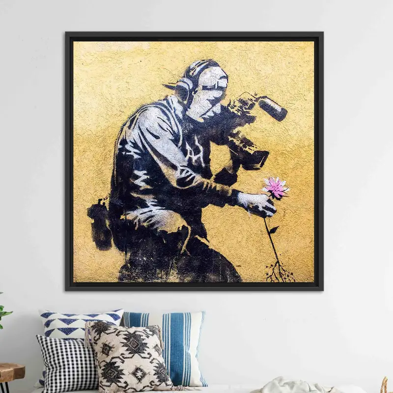 Impresión elegante de la lona del graffiti de la flor de Banksy - decoración artística