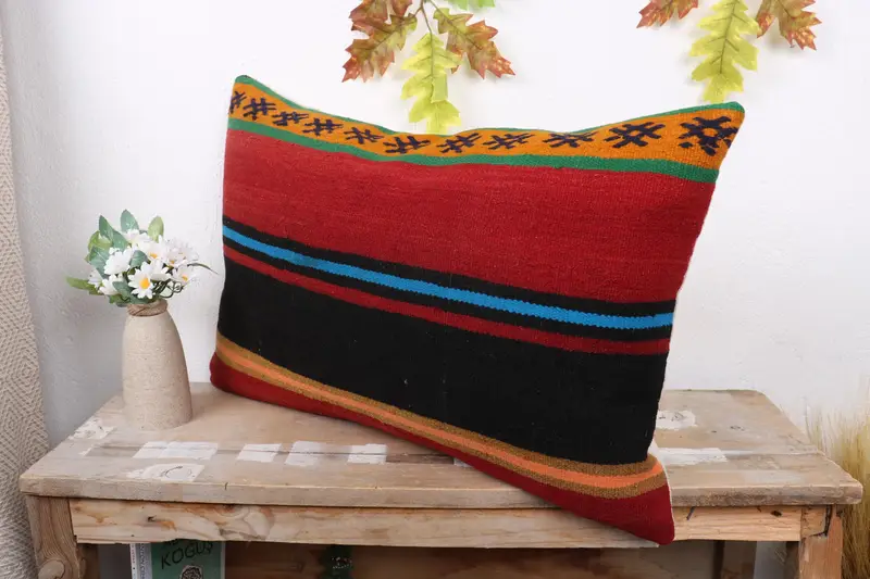 Custom Pillow Cover, Pillow Case, Office Chair Cushion Case, Interior Designer Pillow, Pillow for Sofa, Kilim Cushion Sham, 16x24 Red Cushion - 4