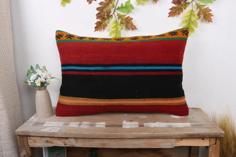 Custom Pillow Cover, Pillow Case, Office Chair Cushion Case, Interior Designer Pillow, Pillow for Sofa, Kilim Cushion Sham, 16x24 Red Cushion - 1