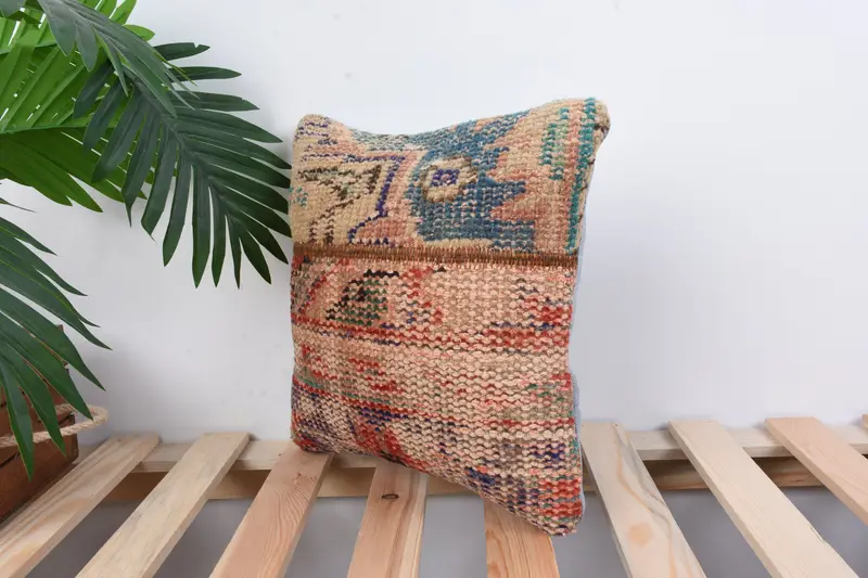 Pillow Sham, Home Decor Pillow, Boho Pillow Sham Cover, Outdoor Cushion Cover, Boho Pillow, 12x12 Beige Pillow, Knitted Pillow Case - 5