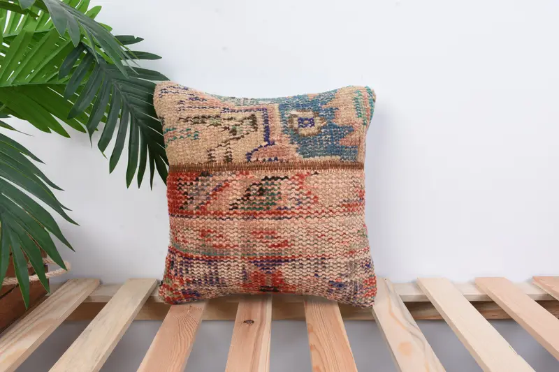 Pillow Sham, Home Decor Pillow, Boho Pillow Sham Cover, Outdoor Cushion Cover, Boho Pillow, 12x12 Beige Pillow, Knitted Pillow Case - 1