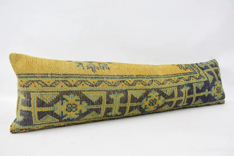 Interior Designer Pillow, Cushion Case, Colorful Pillow, Pillow for Sofa, Vintage Kilim Pillow, 12x48 Yellow Cushion Case, Yoga Pillow Cover - 3