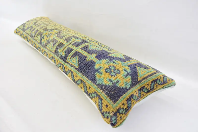 Interior Designer Pillow, Cushion Case, Colorful Pillow, Pillow for Sofa, Vintage Kilim Pillow, 12x48 Yellow Cushion Case, Yoga Pillow Cover - 6