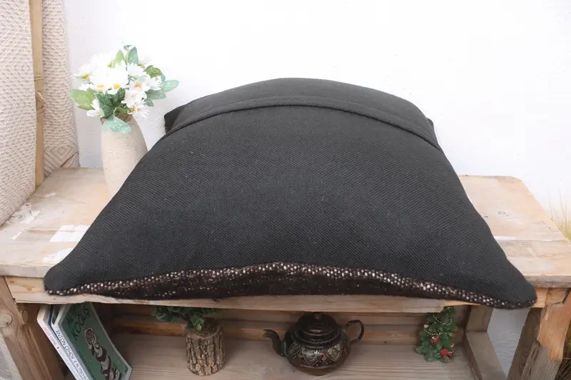 Handmade Rug Seat Pillow Case, Gift Pillow, Vintage Cushion, Home Decor Pillow, 18x18 Brown Cushion Case, Cushion Cover, Antique Pillows - 7