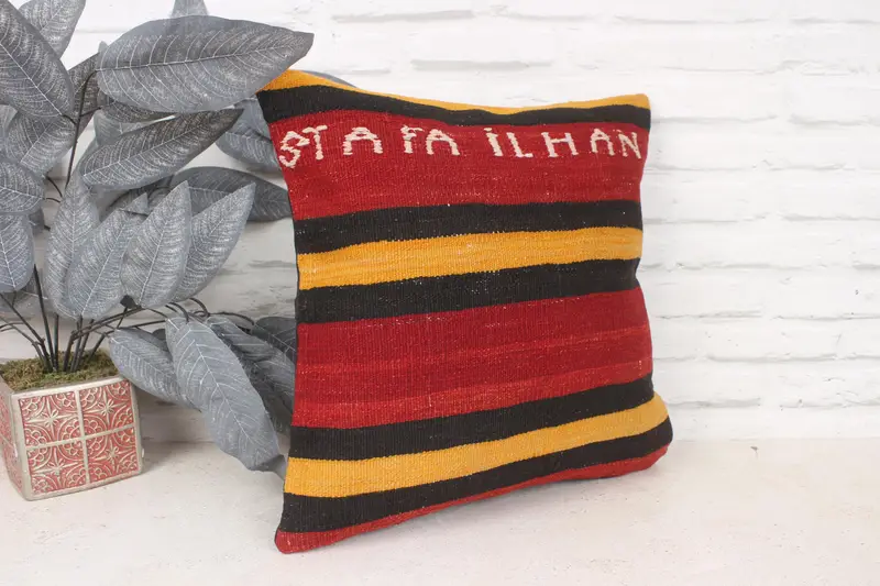 Wholesale Pillow Cover, Cushion Case, Boho Pillow, Bed Cushion Case, 16x16 Red Pillow Case, Ethnical Kilim Rug Pillow, Interior Designer Pillow - 3