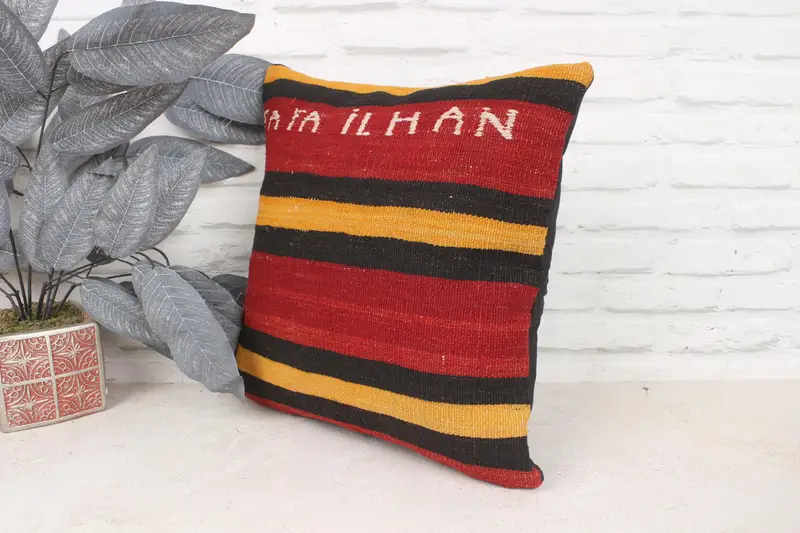 Wholesale Pillow Cover, Cushion Case, Boho Pillow, Bed Cushion Case, 16x16 Red Pillow Case, Ethnical Kilim Rug Pillow, Interior Designer Pillow - 4