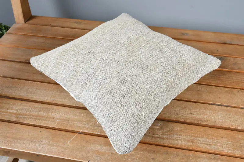 Pillow for Sofa, Vintage Kilim Pillow, Authentic Pillow Case, Cushion Cover, Bolster Pillow Cover, 12x12 Beige Pillow Sham, Boho Pillow Sham Cover - 2