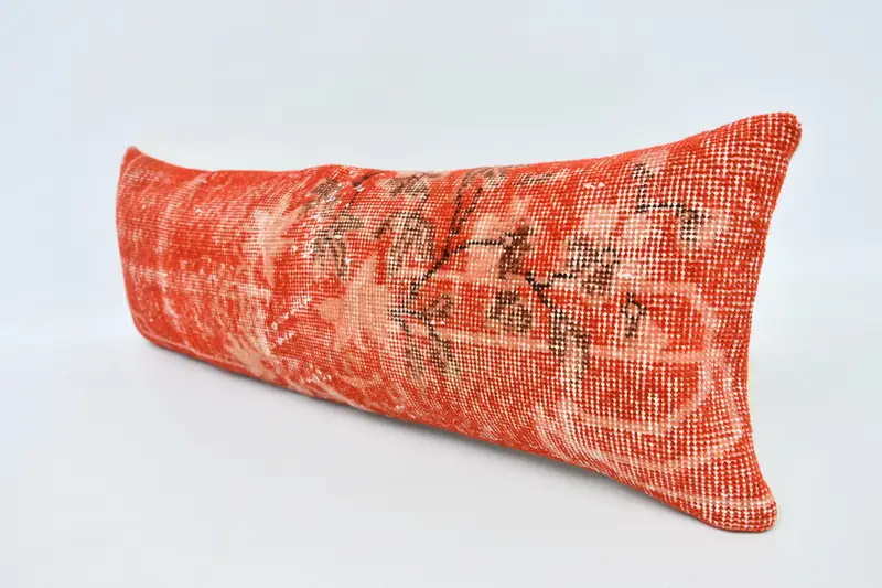 Pillow, Office Chair Cushion Case, Kilim Pillow, Turkish Kilim Pillow, Ethnic Pillow Cover Pillow, 12x36 Red Pillow Sham, Vintage Kilim Pillow - 4