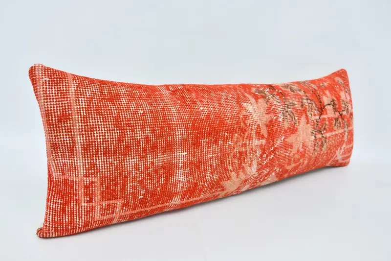 Pillow, Office Chair Cushion Case, Kilim Pillow, Turkish Kilim Pillow, Ethnic Pillow Cover Pillow, 12x36 Red Pillow Sham, Vintage Kilim Pillow - 3