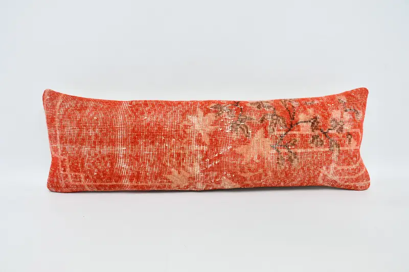 Pillow, Office Chair Cushion Case, Kilim Pillow, Turkish Kilim Pillow, Ethnic Pillow Cover Pillow, 12x36 Red Pillow Sham, Vintage Kilim Pillow - 1