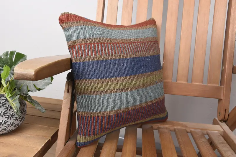 Antique Pillows, Home Decor Pillow, Ikat Cushion, Cushion Case, Boho Pillow, Couch Cushion, 14x14 Blue Pillow Sham, Couch Pillow Cover - 2