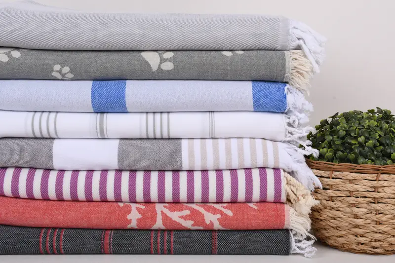 Organic Beach Towel, Quick-Dry Beach Towel, Peshtemal Towel, Bachelor Gifts, Turkish Towel Personalized, Family Gift, 70x40 Cotton Set of 8 Towel - 2