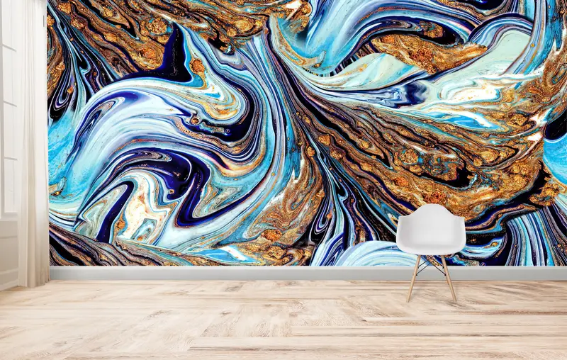 Zarif Altın Mermer Baskılı Duvar Kağıdı: Çağdaş Lüks Dekor