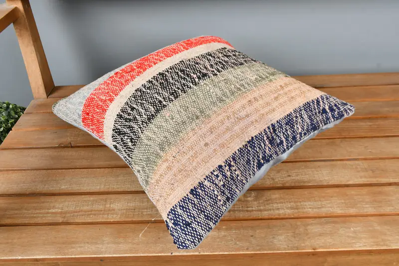 Vintage Pillow, Handmade Kilim Cushion, Interior Designer Pillow, 16x16 Red Cushion, Rustic Cushion Cover, Floor Pillow, Pillow, Patio Pillow Sham - 2