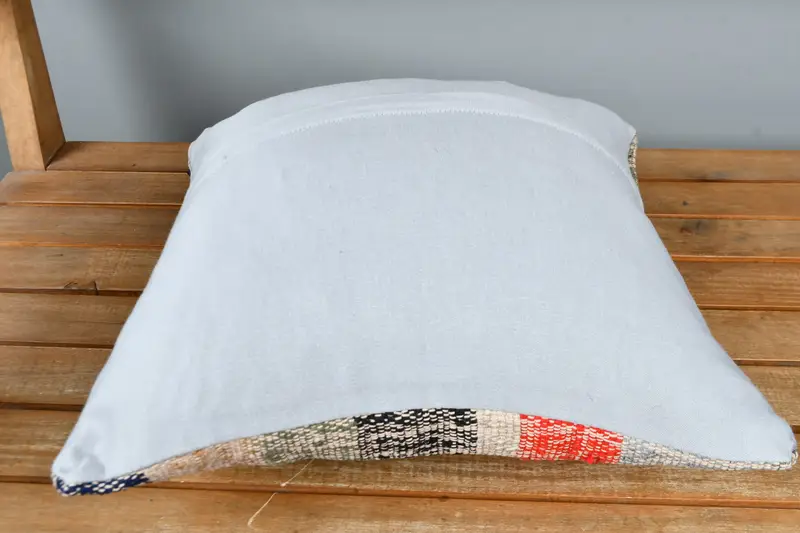 Vintage Pillow, Handmade Kilim Cushion, Interior Designer Pillow, 16x16 Red Cushion, Rustic Cushion Cover, Floor Pillow, Pillow, Patio Pillow Sham - 5