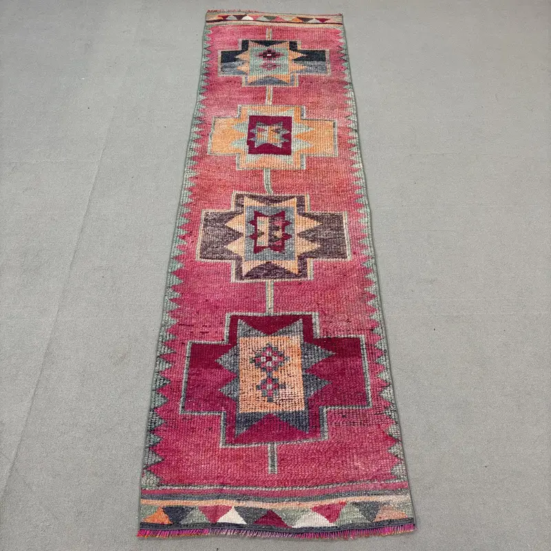 Elegant Pink & Purple Rug, 3x11.4 ft Floral & Paisley