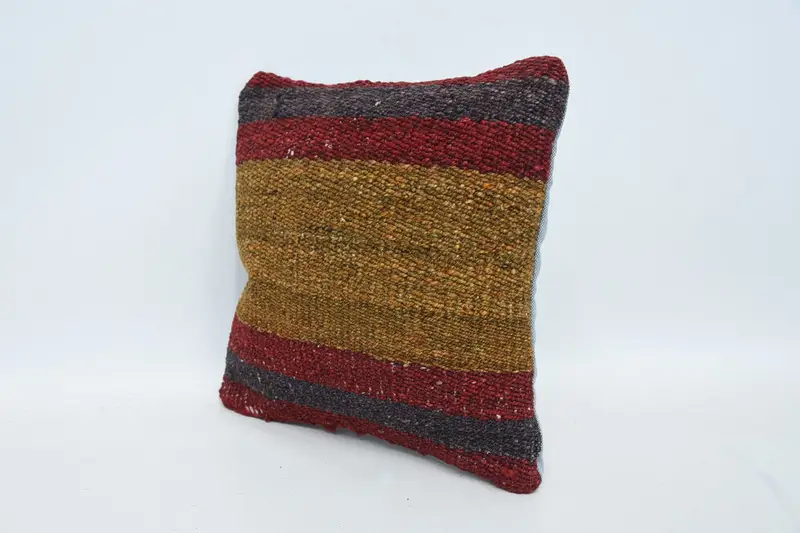 Custom Pillow Case, Vintage Kilim Pillow, One Of A Kind Cushion, Kilim Pillow, Pillow Sham, Interior Designer Pillow, 12x12 Orange Pillow Sham - 4